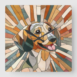 Relógio Quadrado Dachshund dog - Doxie - mosaico colorido