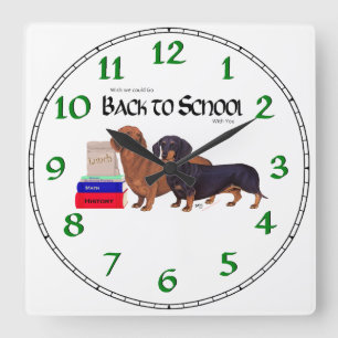 Relógio Quadrado Dachshunds de Volta às Aulas