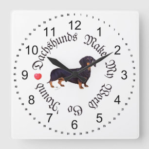 Relógio Quadrado Dachshunds Fazem Meu Mundo
