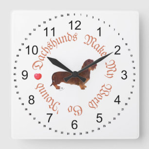 Relógio Quadrado Dachshunds Fazem Meu Mundo