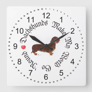 Relógio Quadrado Dachshunds Fazem Meu Mundo