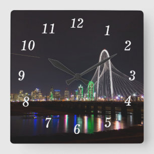 Relógio Quadrado Dallas Skyline Hunt Wall Clock