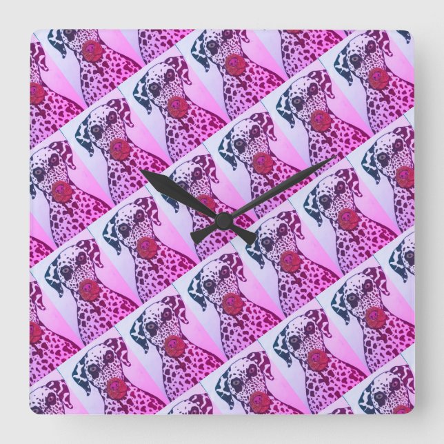 Relógio Quadrado Dalmatian dog Wall Clock (Frente)