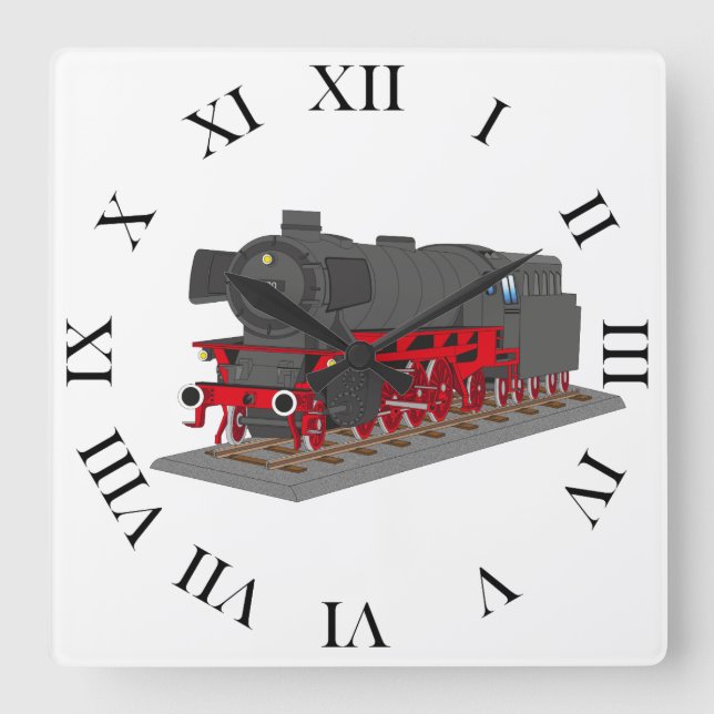 Relógio Quadrado Dampflokomotive (Frente)