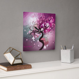 Relógio Quadrado Dança de Cereja Encantada