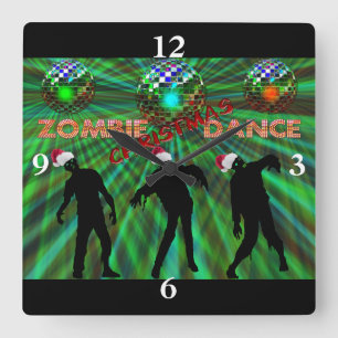 Relógio Quadrado Dança do disco do Natal do zombi