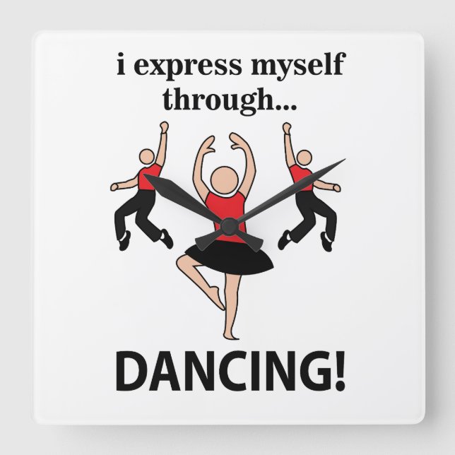 Relógio Quadrado Dançando Eu Me Expresso Através Da Dança (Frente)