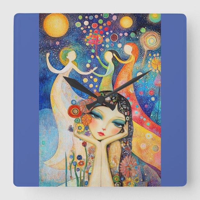 Relógio Quadrado Dançarinos E Daydreams (Frente)