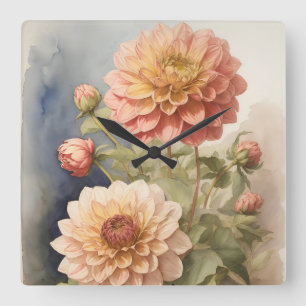 Relógio Quadrado Dazzling Dahlia