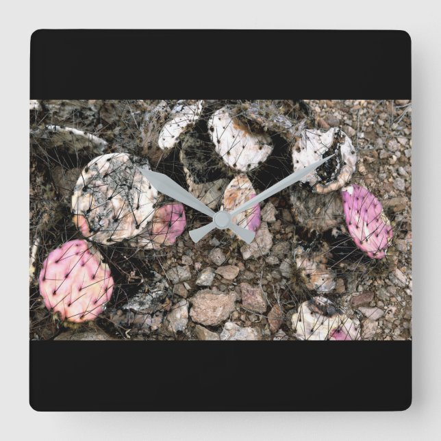 Relógio Quadrado Dead Pink Cactus (Frente)
