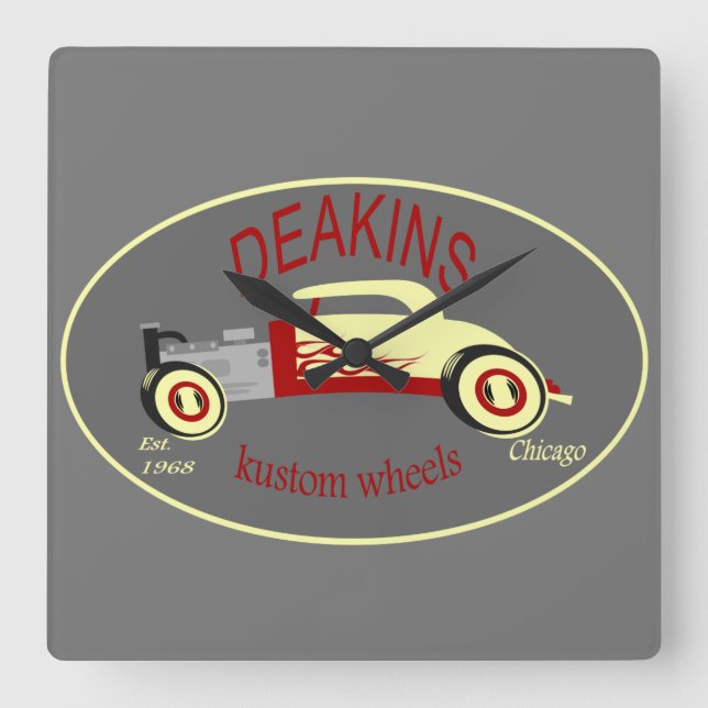 Relógio Quadrado Deakin hot rod (Frente)