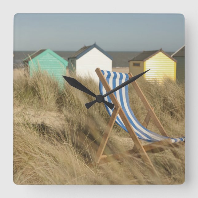 Relógio Quadrado Deck Chair And Beach Huts | Southwold, Suffolk (Frente)