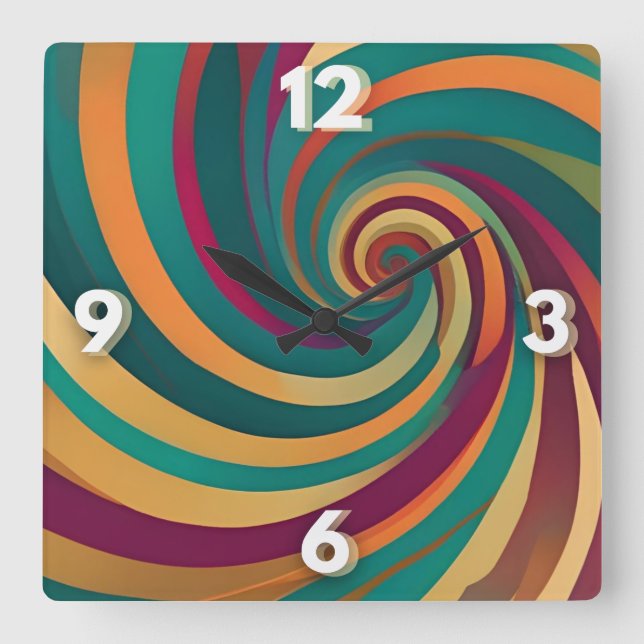 Relógio Quadrado Declaração de Design de espiral espiral judaica ma (Frente)