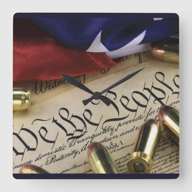 Relógio Quadrado Declaração de independência (Frente)