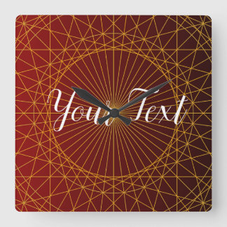 Relógio Quadrado declive de ouro vermelho-luxo mandala Wall Clock
