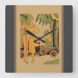 Relógio Quadrado Deco Damas E Carro