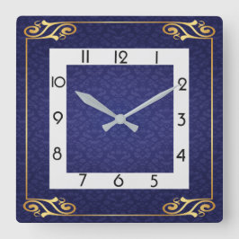 Relógio Quadrado Deco de arte azul