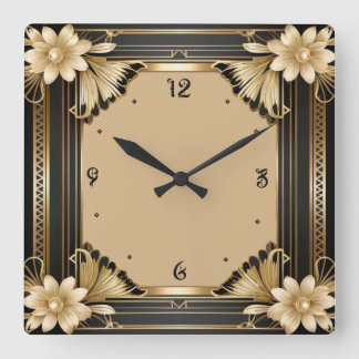 Relógio Quadrado Deco de Arte Flor