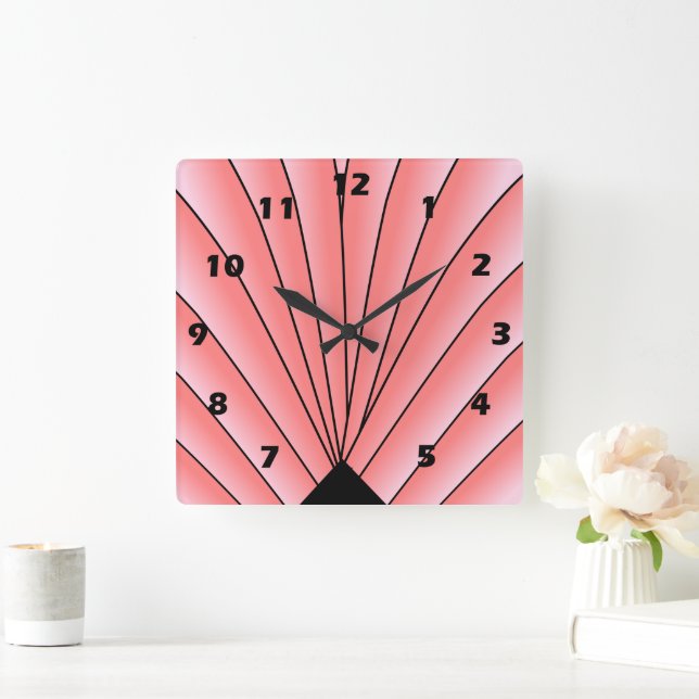 Relógio Quadrado Deco de Arte Rosa (Lar)