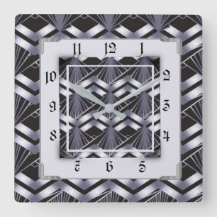 Relógio Quadrado Deco de Arte Silver