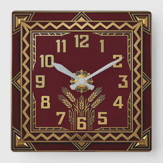 Relógio Quadrado Deco Vermelho