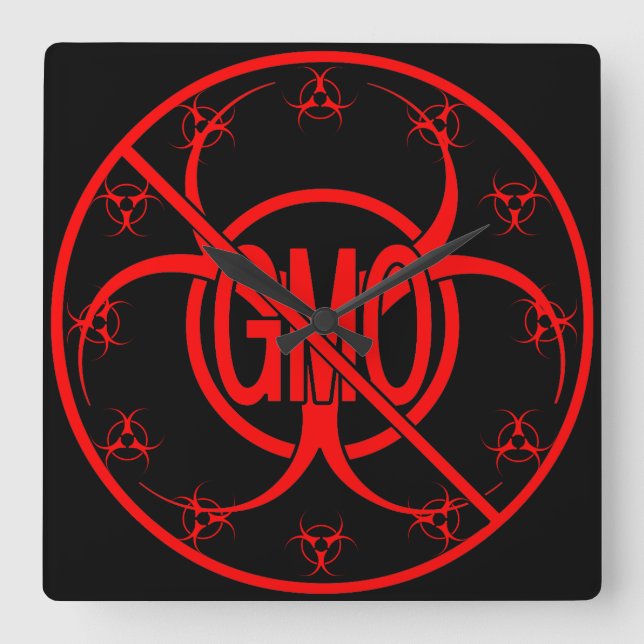 Relógio Quadrado Decor de Advertência de Perigo Biológico para Reló (Frente)