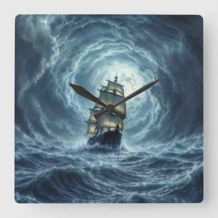 Relógio Quadrado Decor de fantasia sombria com tempestade épica de 