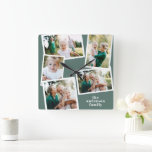 Relógio Quadrado Decor doméstico da família multifoto verde moderna<br><div class="desc">Moderno sábio verde simples,  contemporâneo,  elegante e multifoto-família,  relógio doméstico decor. Ideal aniversário,  Natal,  aniversário,  Dia de as mães,  dia de os pais,  nova casa,  presente de casamento.</div>