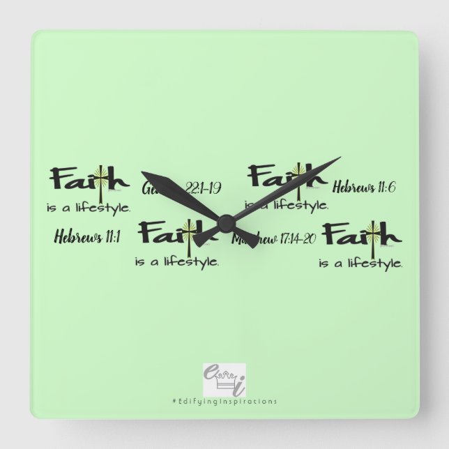 Relógio Quadrado Decorable Inspiration: "Faith is a Lifestyle" Big (Frente)