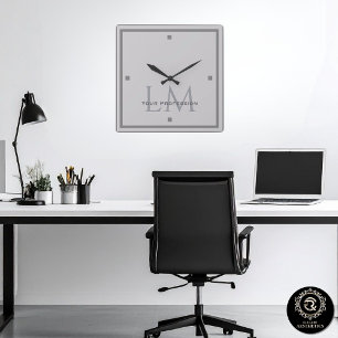 Relógio Quadrado Decoração de Escritório Moderna em Cinza Toupeira