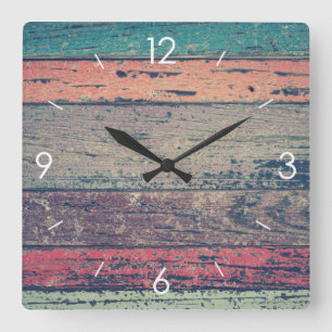 Relógio Quadrado Decoração de madeira do Design Rustic Country Stri
