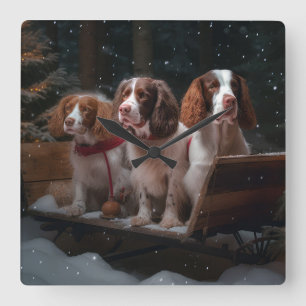 Relógio Quadrado Decoração de Natal com Trenó de Neve Brittany Span
