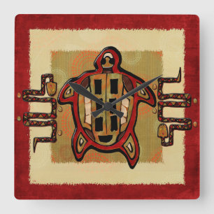 Relógio Quadrado DECORAÇÃO maia da arte popular de Laako'ob Uchbe