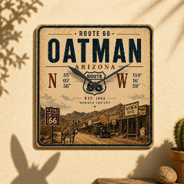 Relógio Quadrado Decoração Vintage Oatman Arizona Route 66