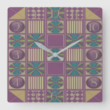 Deep Sound Abstract Quilt Design Backwards Clock