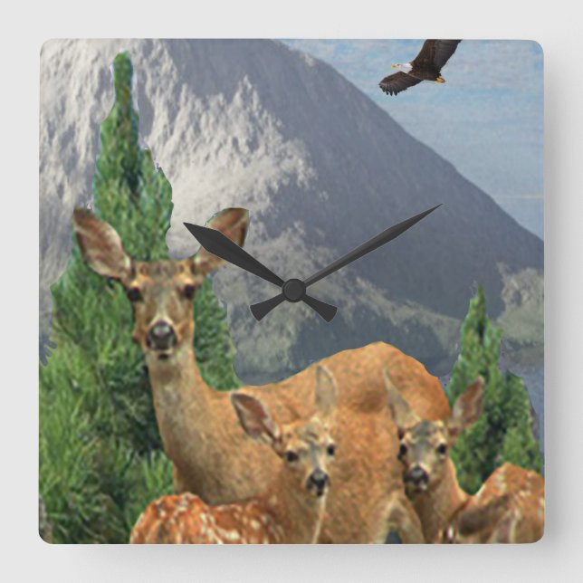 Relógio Quadrado Deer Art  (Frente)