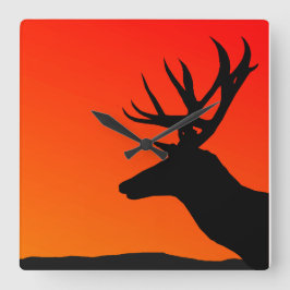 Relógio Quadrado Deer Elk Silhouette Man Cave Design