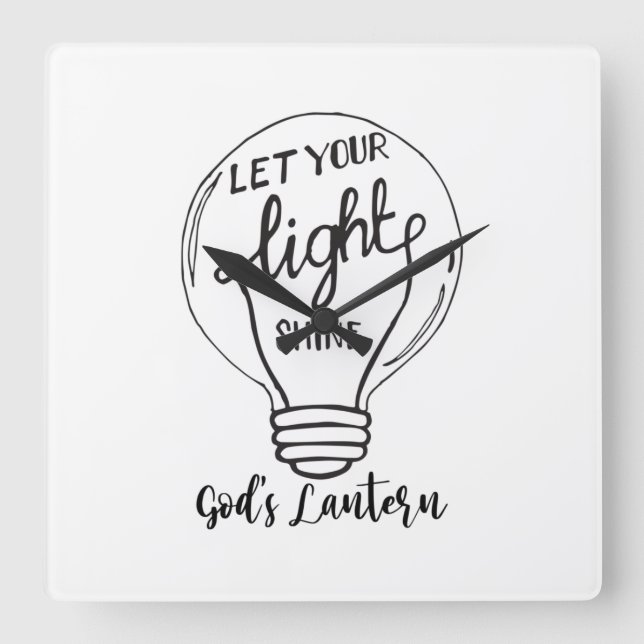 Relógio Quadrado Deixe sua luz brilhar com as lanternas de Deus (Frente)
