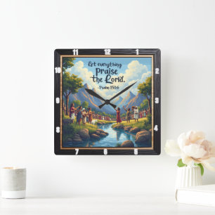 Relógio Quadrado Deixe tudo louvar o Senhor. Salmo 150:6