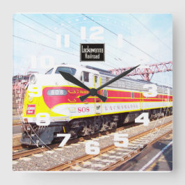 Relógio Quadrado Delaware Lackawanna e Locomotive Ocidental 808