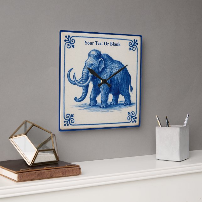 Relógio Quadrado Delft Wooly Mammoth (Escritório)