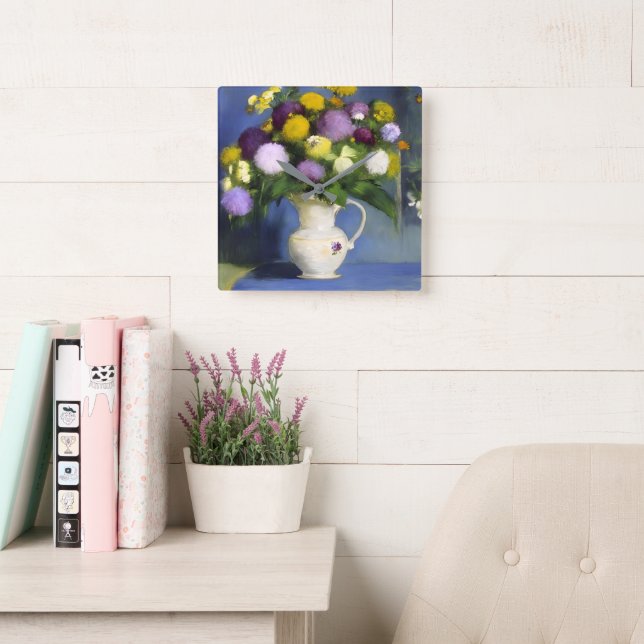 Relógio Quadrado Delicar Blooms Wall Décor (Sala de leitura)