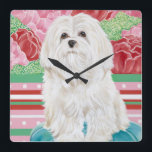 Relógio Quadrado Della Rosa maltesa<br><div class="desc">Animais</div>