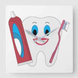 Relógio Quadrado Dente Feliz
