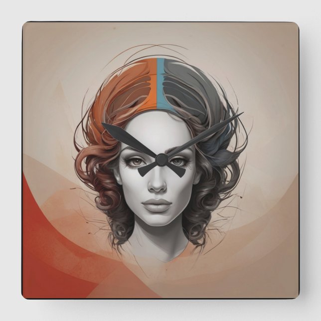 Relógio Quadrado dentro out vivid girl (Frente)