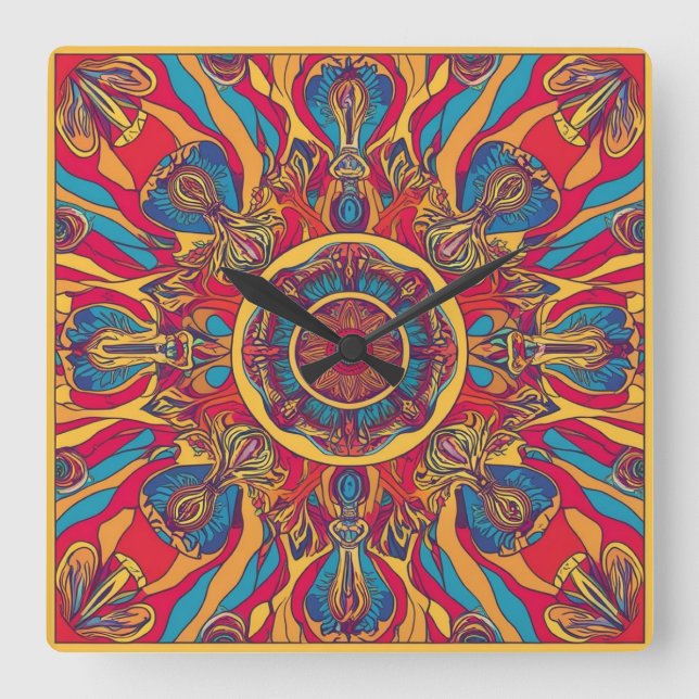 Relógio Quadrado Desdobrando Blooms (Frente)