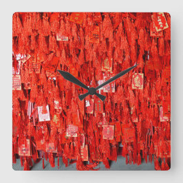 Relógio Quadrado Desejos Vermelhos