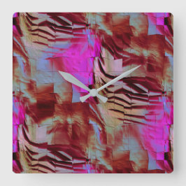 Relógio Quadrado Desenho abstrato de mosaico a rosa rústico e enfer