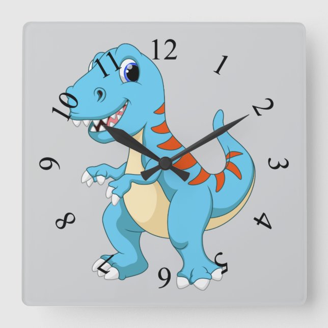 Relógio Quadrado Desenho animado de dinossauro (Frente)
