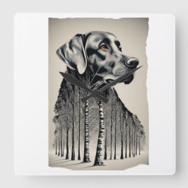 Relógio Quadrado Desenho de carvão preto engraçado